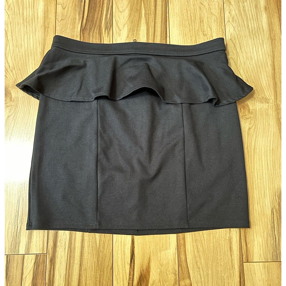 American Eagle Womens Black 90's Peplum Soft Mini Skirt High Waist Size 12